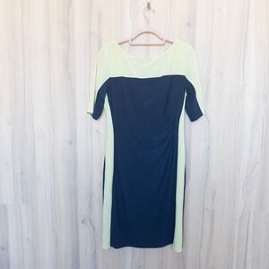 Lauren Ralph Lauren Womens Dress Size 12 Navy Yellow Colorblock Preppy Career